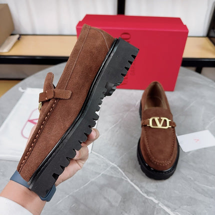 VALENTINO 26S LOAFERS IN BROWN SUEDE