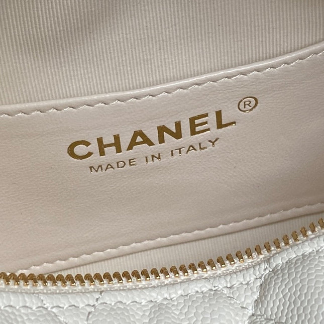 CHANEL 25S HOBO BAG 22 IN WHITE CAVIAR LEATHER