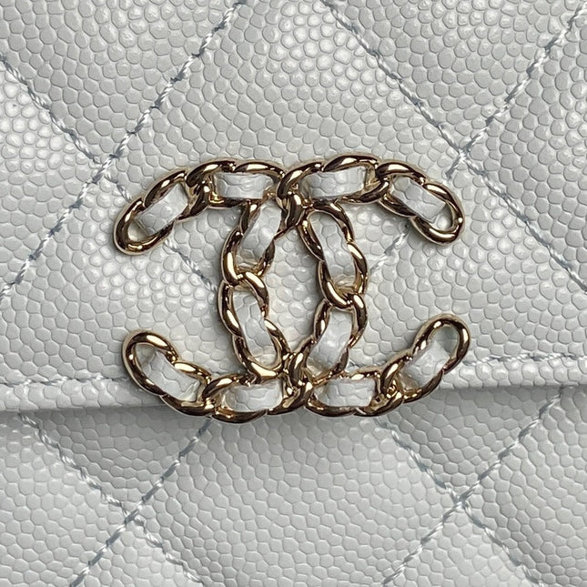 CHANEL 25S KELLY BAG 19 IN POWDER BLUE CALFSKIN GOLD HARDWARE