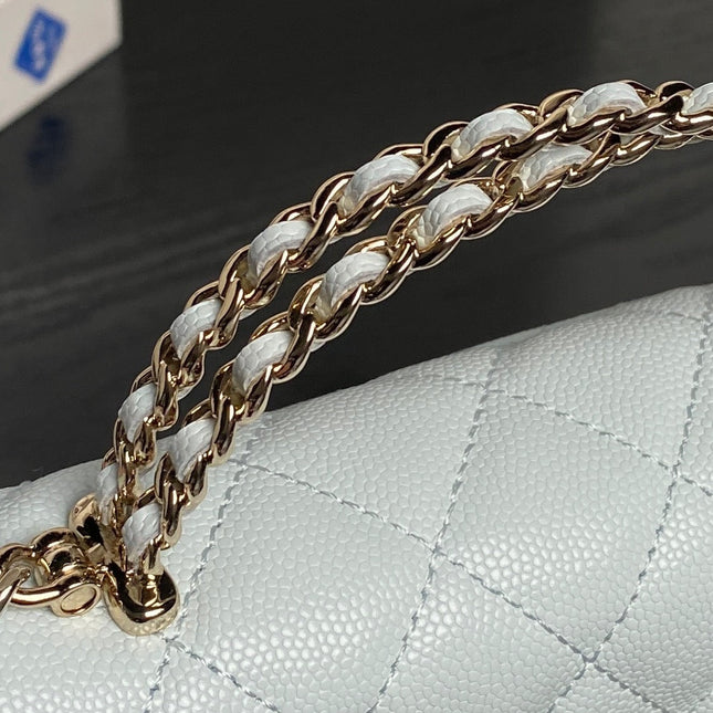 CHANEL 25S KELLY BAG 19 IN POWDER BLUE CALFSKIN GOLD HARDWARE