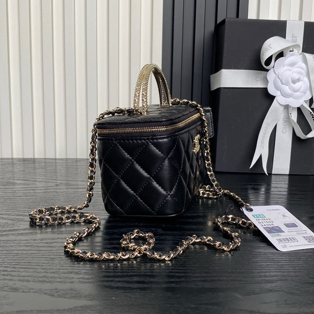 CHANEL 25S VANITY CASE 17 IN BLACK LAMBSKIN GOLD HARDWARE