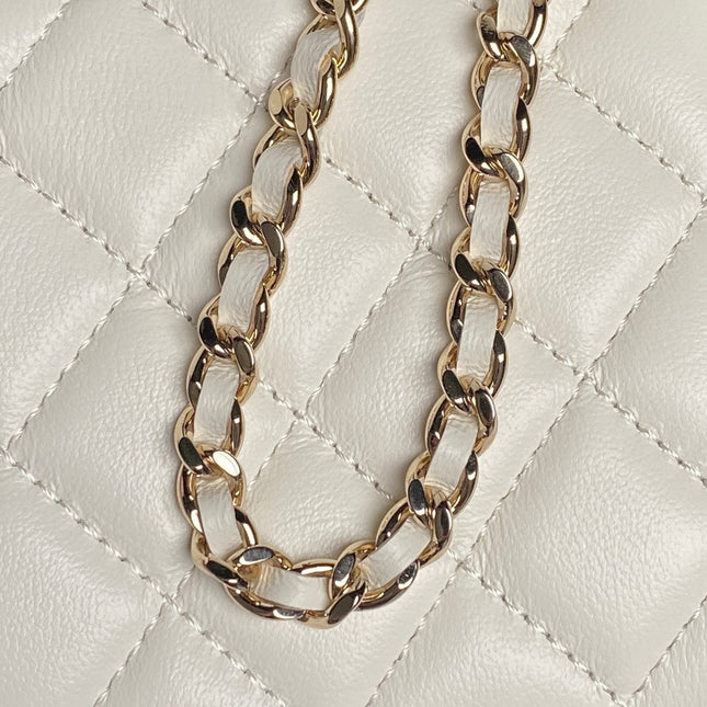 CHANEL 25S VANITY CASE 17 IN IVORY LAMBSKIN GOLD HARDWARE