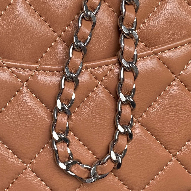 CHANEL 25S MINI FLAP BAG 18 IN DARK CARAMEL CALFSKIN