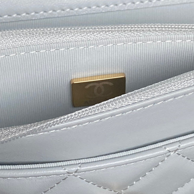 CHANEL 25S CHAIN WALLET 19 IN LIGHT BLUE LAMBSKIN GOLD HARDWARE