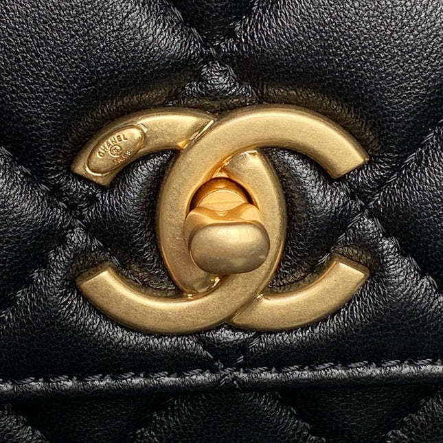 CHANEL 25S CHAIN WALLET 19 IN BLACK LAMBSKIN GOLD HARDWARE
