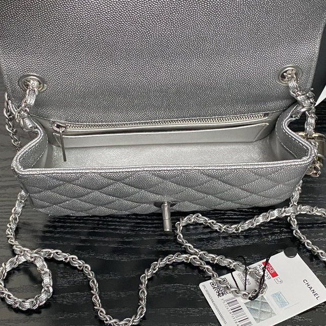 CHANEL 25S FLAP BAG 20 IN DARK GRAY CALFSKIN