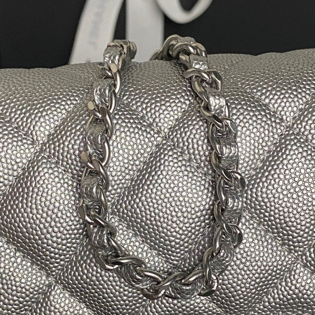 CHANEL 25S FLAP BAG 20 IN DARK GRAY CALFSKIN