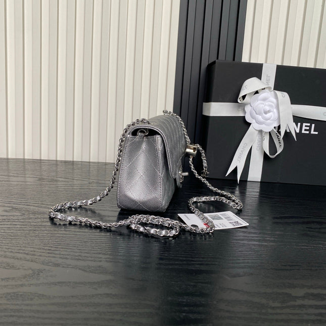 CHANEL 25S FLAP BAG 20 IN DARK GRAY CALFSKIN