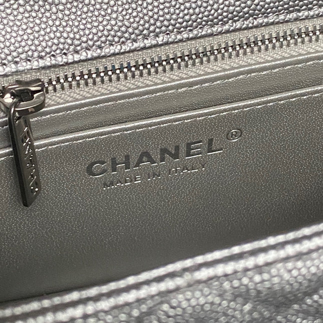 CHANEL 25S FLAP BAG 20 IN DARK GRAY CALFSKIN
