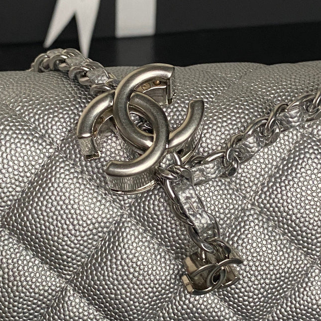 CHANEL 25S FLAP BAG 20 IN DARK GRAY CALFSKIN