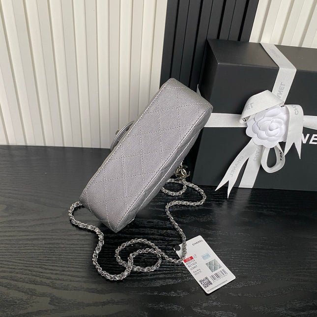 CHANEL 25S FLAP BAG 20 IN DARK GRAY CALFSKIN