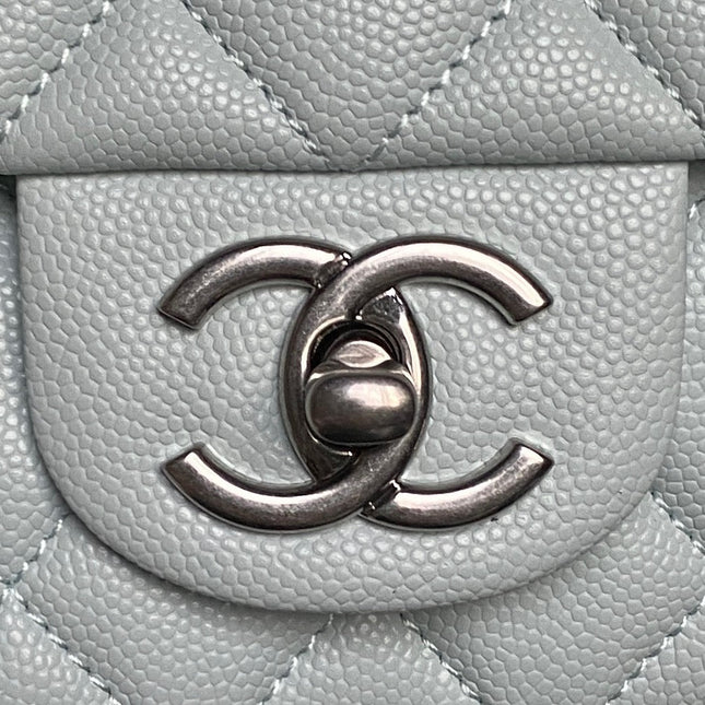CHANEL 25S SMALL DOUBLE FLAP 19 IN LIGHT BLUE CALFSKIN GOLD HARDWARE