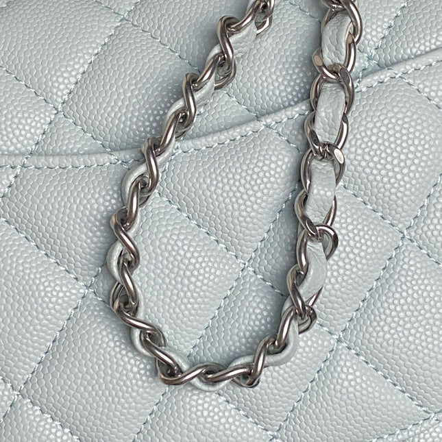 CHANEL 25S SMALL DOUBLE FLAP 19 IN LIGHT BLUE CALFSKIN GOLD HARDWARE
