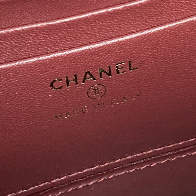 CHANEL 25S VANITY BAG 17 IN DARK RED LAMBSKIN WITH GOLD HARDWARE