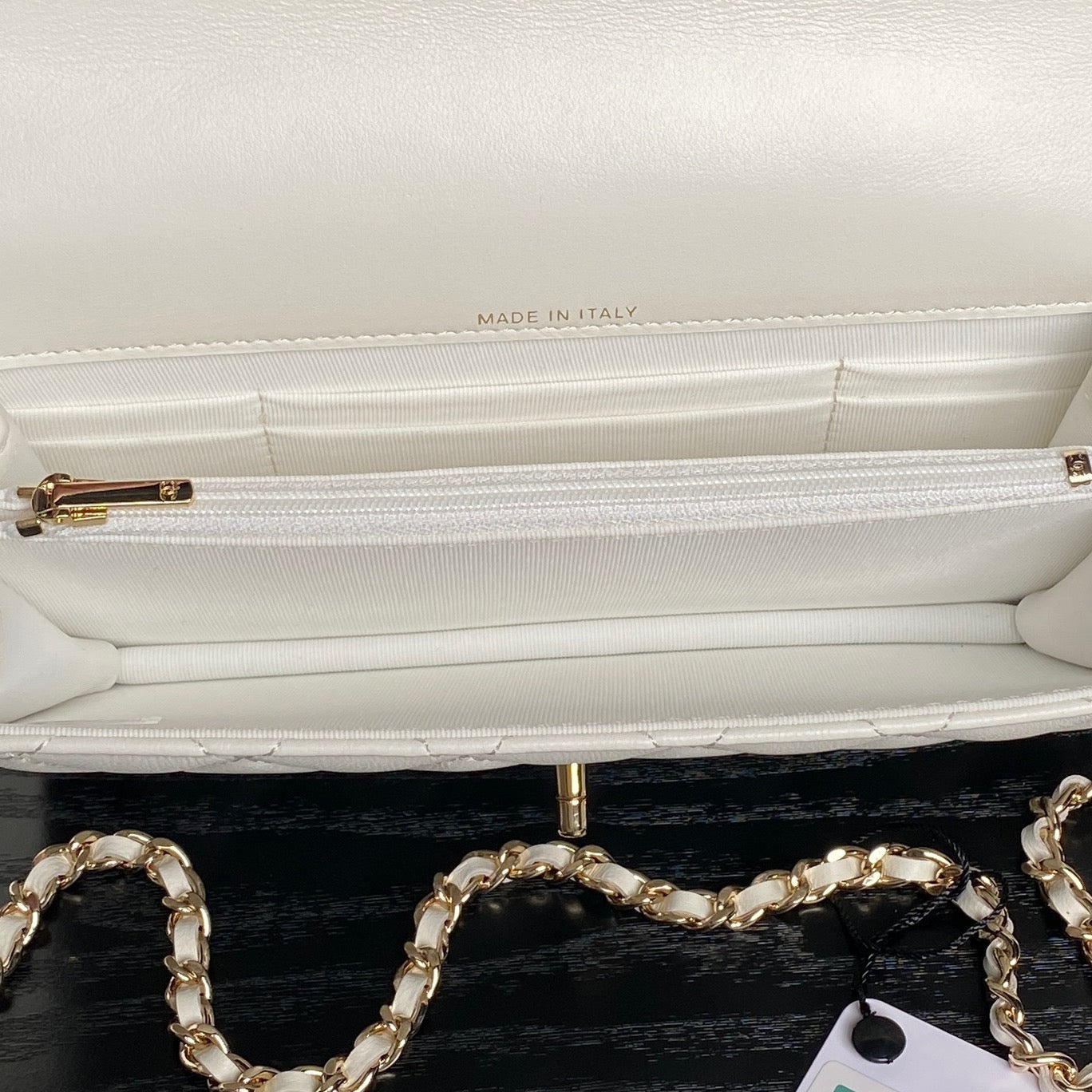 CHANEL 25S MINI FLAP BAG WITH TOP HANDLE 18 IN WHITE LAMBSKIN GOLD HARDWARE