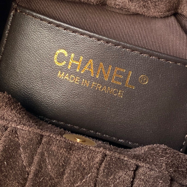CHANEL 26S HAND BAG 24 IN DARK BROWN SUEDE