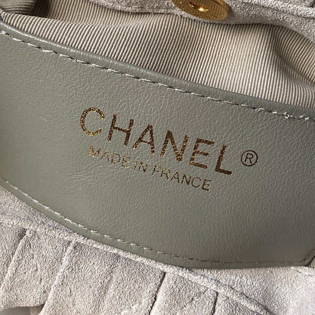 CHANEL 26S HAND BAG 24 IN LIGHT GREY BEIGE SUEDE