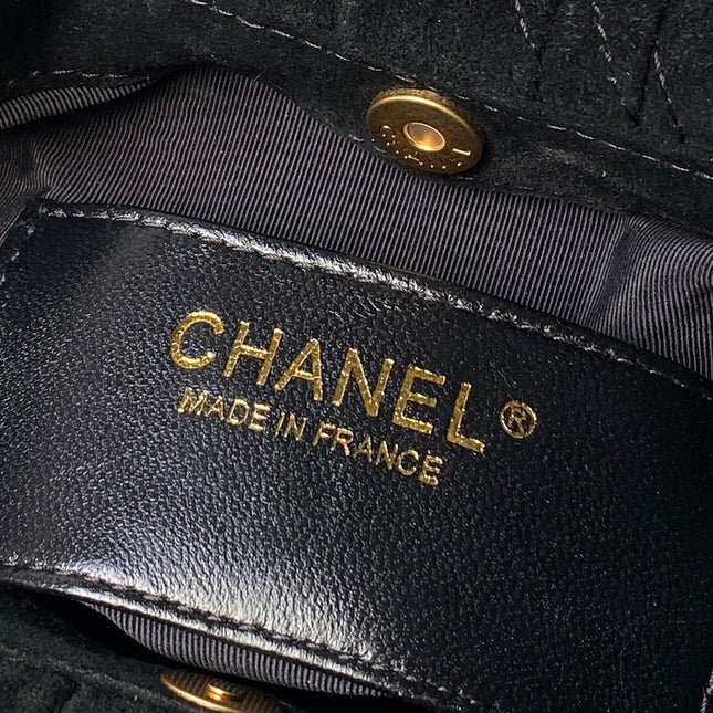 CHANEL 26S HAND BAG 24 IN BLACK SUEDE
