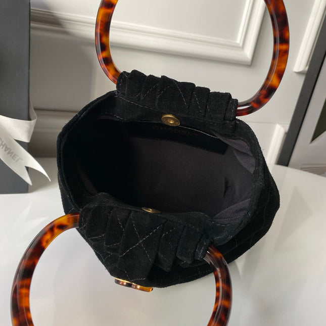 CHANEL 26S HAND BAG 24 IN BLACK SUEDE