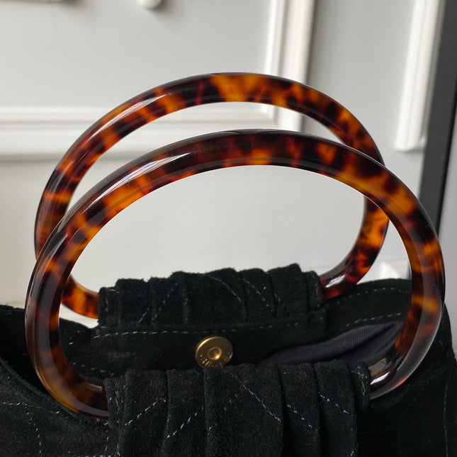 CHANEL 26S HAND BAG 24 IN BLACK SUEDE
