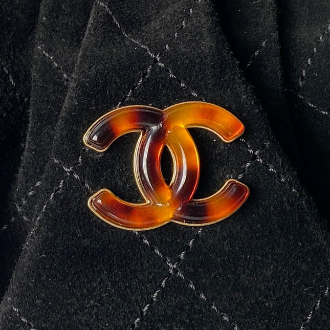 CHANEL 26S HAND BAG 24 IN BLACK SUEDE