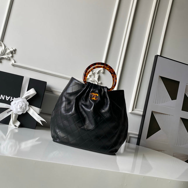 CHANEL 26S HAND BAG 32 IN BLACK LAMBSKIN