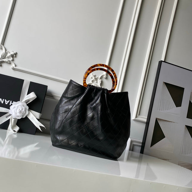 CHANEL 26S HAND BAG 32 IN BLACK LAMBSKIN