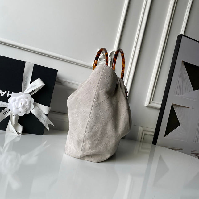 CHANEL 26S HAND BAG 32 IN LIGHT GREY BEIGE SUEDE