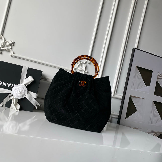 CHANEL 26S HAND BAG 32 IN BLACK SUEDE