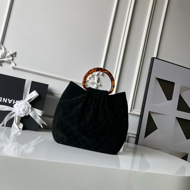 CHANEL 26S HAND BAG 32 IN BLACK SUEDE
