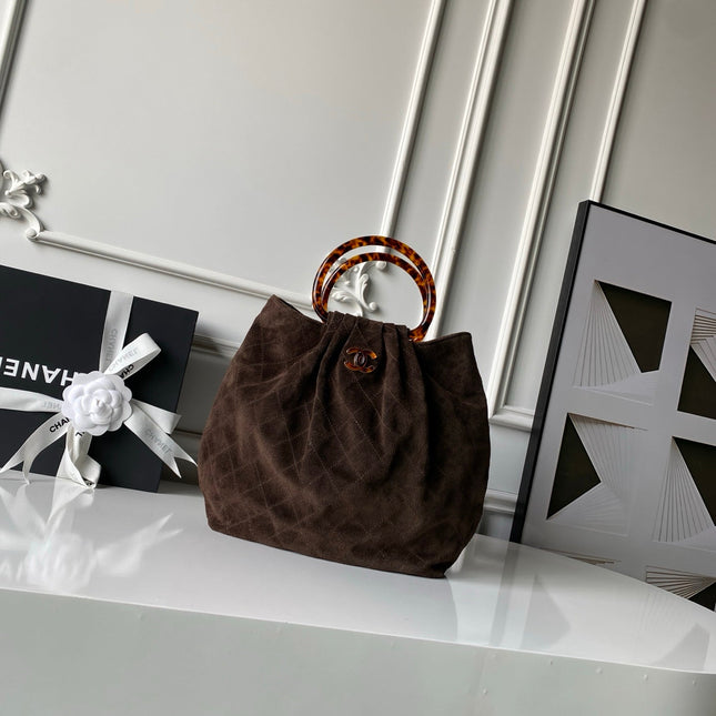 CHANEL 26S HAND BAG 32 IN DARK BROWN SUEDE