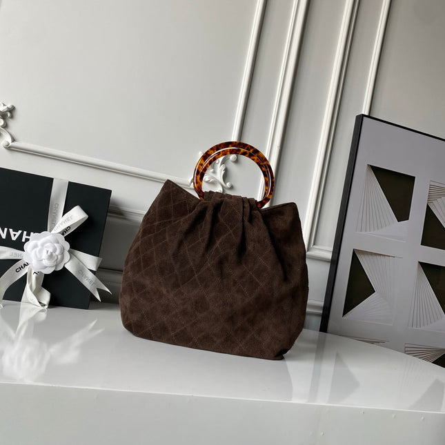 CHANEL 26S HAND BAG 32 IN DARK BROWN SUEDE