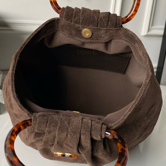 CHANEL 26S HAND BAG 32 IN DARK BROWN SUEDE