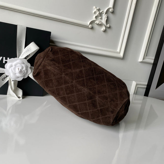 CHANEL 26S HAND BAG 32 IN DARK BROWN SUEDE