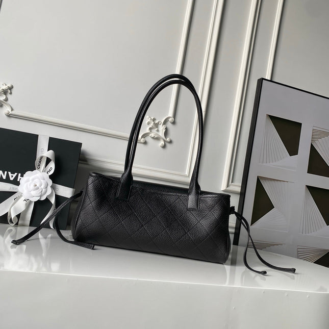 CHANEL 26S BOWLING BAGUETTE BAG 30CM IN BLACK CAVIAR CALFSKIN