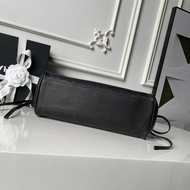CHANEL 26S BOWLING BAGUETTE BAG 30CM IN BLACK CAVIAR CALFSKIN