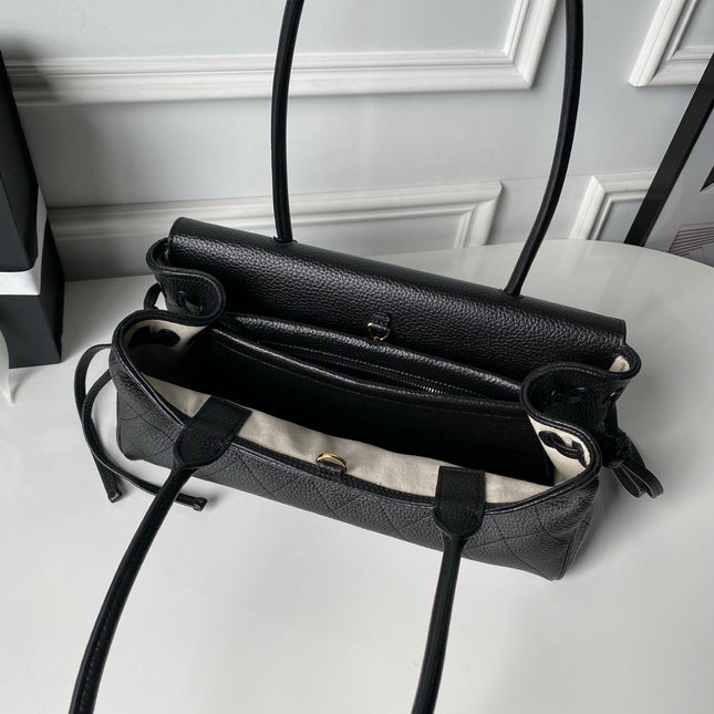 CHANEL 26S BOWLING BAGUETTE BAG 30CM IN BLACK CAVIAR CALFSKIN