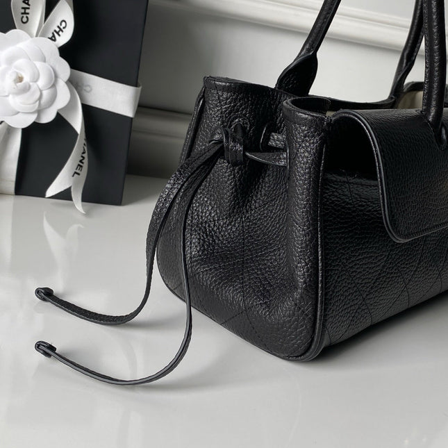 CHANEL 26S BOWLING BAGUETTE BAG 30CM IN BLACK CAVIAR CALFSKIN