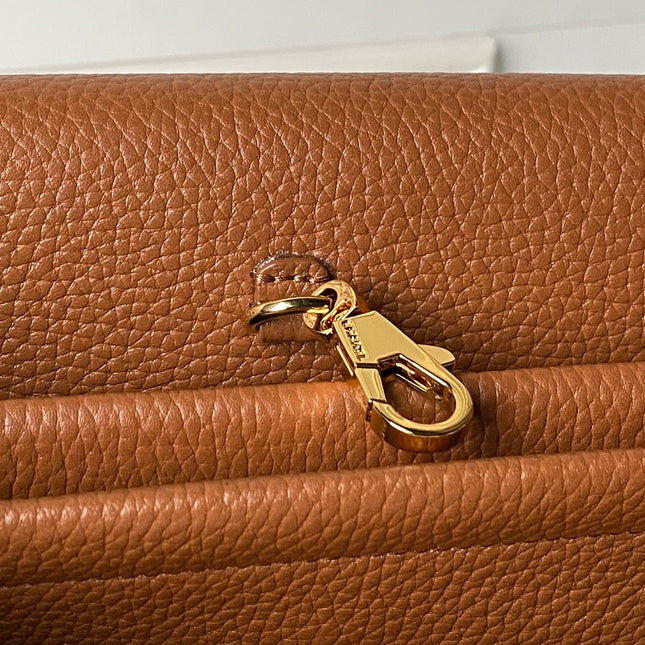 CHANEL 26S BOWLING BAGUETTE BAG 30CM IN CARAMEL BROWN CAVIAR CALFSKIN