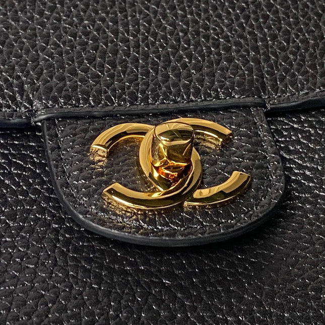 CHANEL 26S CC LOGO SHOULDER BAG 32 IN BLACK GRAINED CALFSKIN