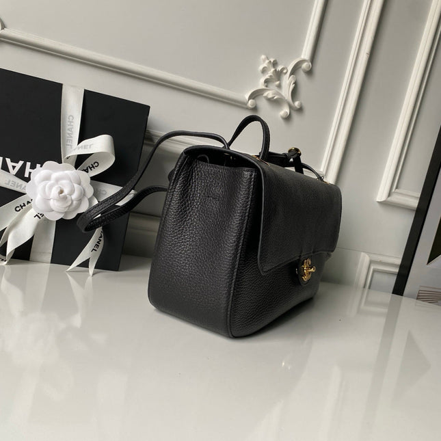 CHANEL 26S CC LOGO SHOULDER BAG 32 IN BLACK GRAINED CALFSKIN