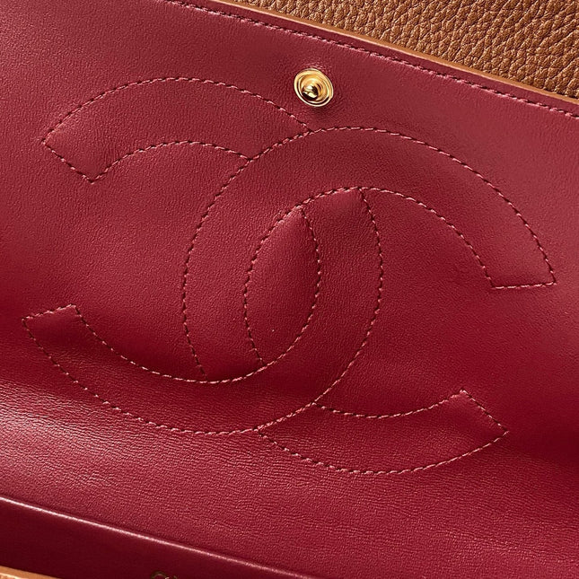 CHANEL 26S CC LOGO SHOULDER BAG 32 IN CAMEL BROWN GRAINED CALFSKIN
