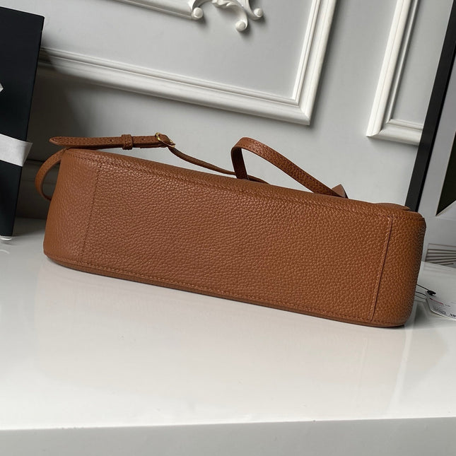 CHANEL 26S CC LOGO SHOULDER BAG 32 IN CAMEL BROWN GRAINED CALFSKIN