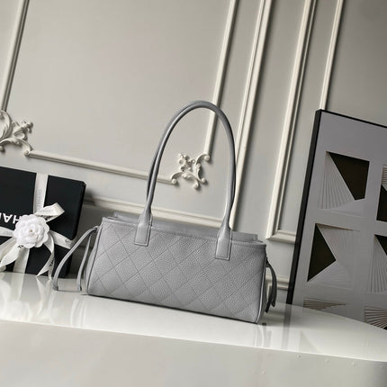 CHANEL 26S BOWLING BAGUETTE BAG 30CM IN GREY CAVIAR CALFSKIN