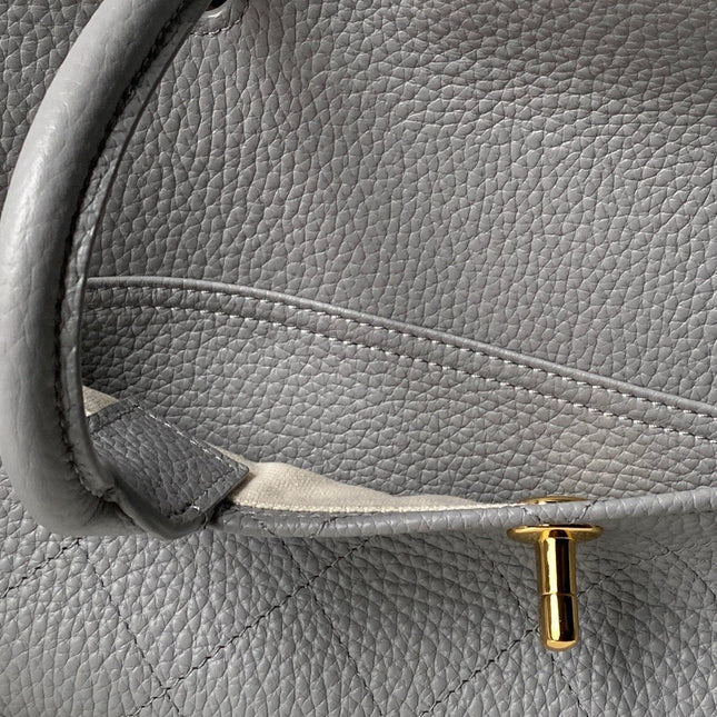 CHANEL 26S BOWLING BAGUETTE BAG 30CM IN GREY CAVIAR CALFSKIN