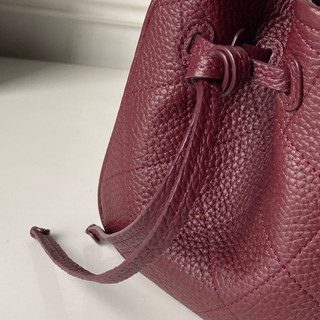 CHANEL 26S BOWLING BAGUETTE BAG 30CM IN BURGUNDY RED CAVIAR CALFSKIN