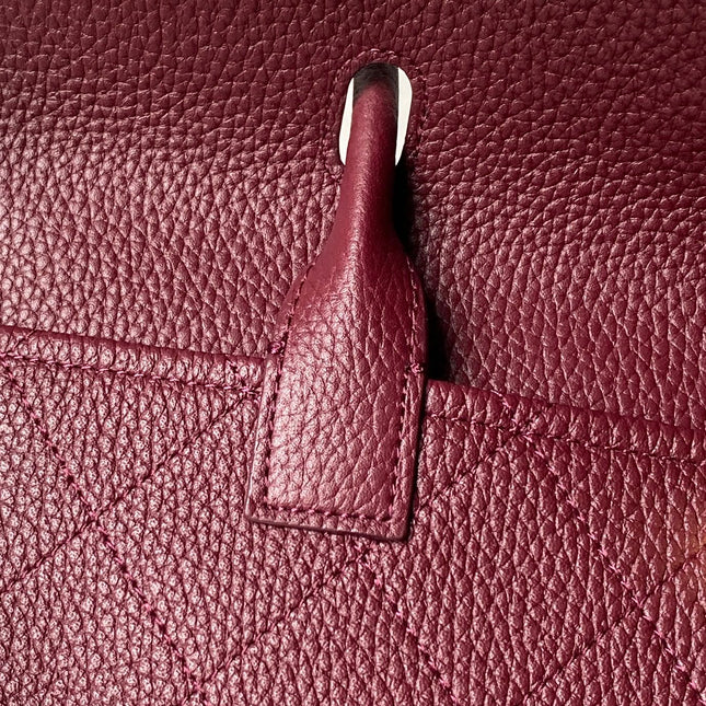 CHANEL 26S BOWLING BAGUETTE BAG 30CM IN BURGUNDY RED CAVIAR CALFSKIN