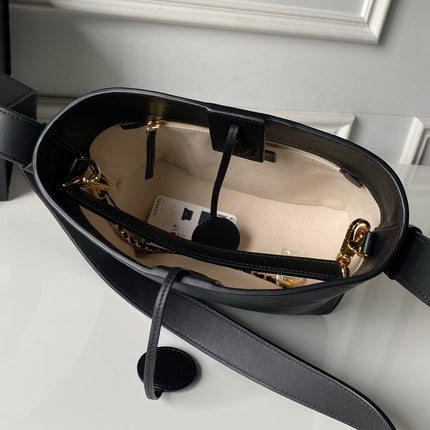 CHANEL 26S BUCKET SHOULDER BAG 27 IN BLACK LAMBSKIN GOLD HARDWARE
