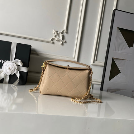 CHANEL 26S HOBO BAG SMALL 23 IN BEIGE QUILTED LAMBSKIN GOLD HARDWARE