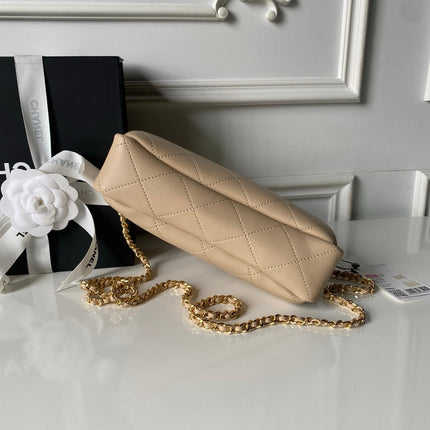 CHANEL 26S HOBO BAG SMALL 23 IN BEIGE QUILTED LAMBSKIN GOLD HARDWARE